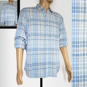 NWOT CARBON 2 COBALT ( LG ) Men's Button Up Plaid/Checkered 100% Cotton Shirt